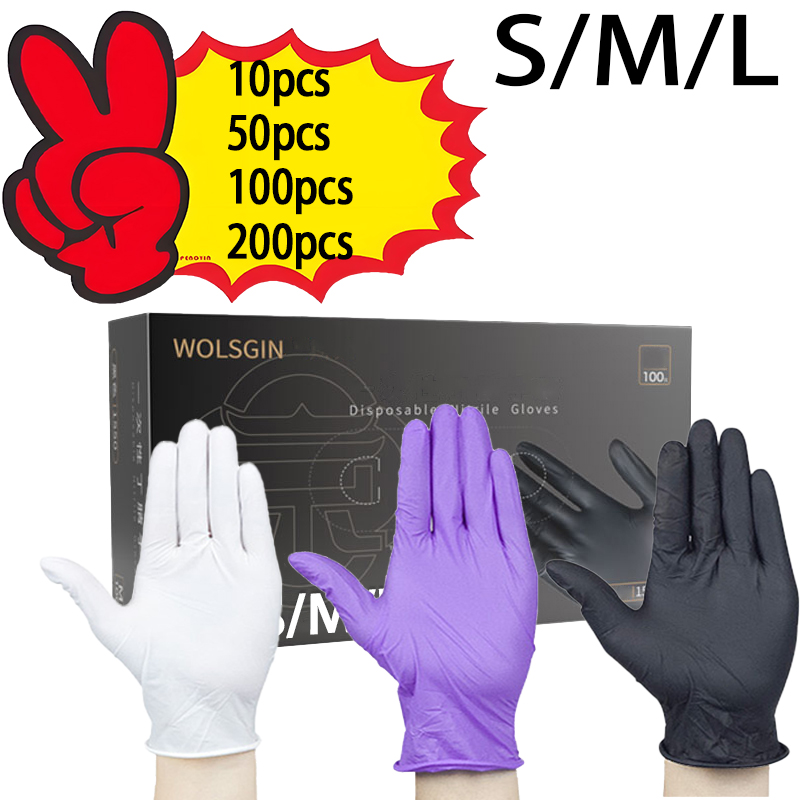 Medical Gloves - 10/50/100/200 個の使い捨てニトリル手袋、タトゥーのクリーニング、ヘア染色、クリーニング製品などの小さな道具に適しています。