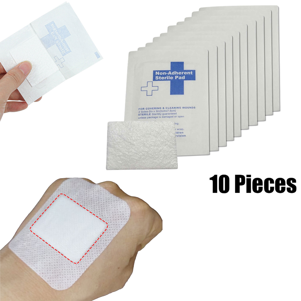 Medical Tape - 10 個 5*7.5 センチメートル 100% 綿防水ガーゼパッド非粘着パッド応急処置キット創傷包帯テープ滅菌医療ガーゼパッド
